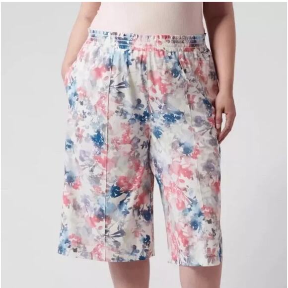 Athleta Pants - Athleta Bermuda Shorts Plus Size‎ 3X Pink Floral Cottage Core Granny Core Spring